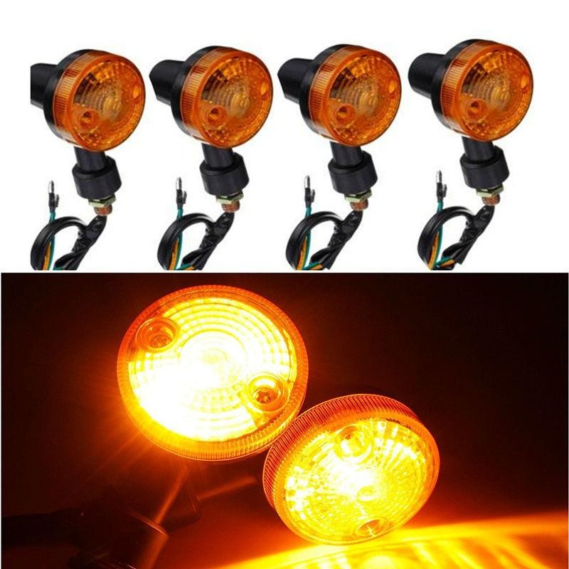 Motorcycle Amber Round Turn Signal Direction Indicator Light Lamp Bulbs